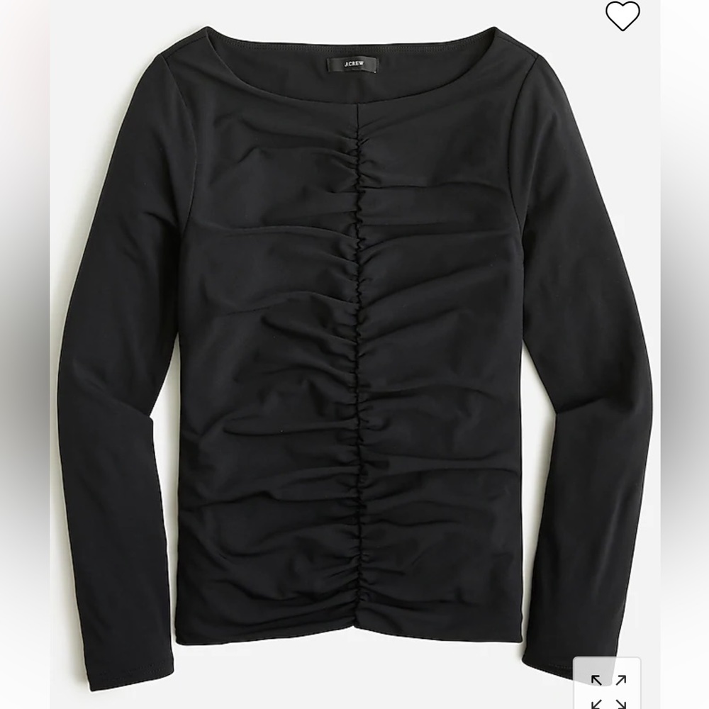 J.Crew ruched long-sleeve matte jersey top in black